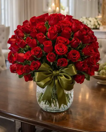 Florero 100 Rosas Rojas